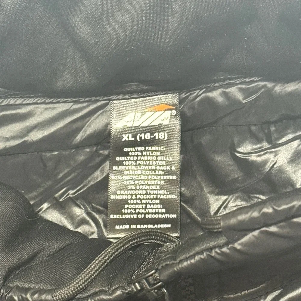 Avia Women XL 16-18 Black Mixed Media Quilted Puffer Hybrid Full Zip Jacket Coat